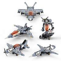 Juguetes Educativos STEM, Juego de Bloques de Construcción de Plástico ABS con Control Remoto en Forma de Avión de Combate 5 en 1, Personalizable para Niños