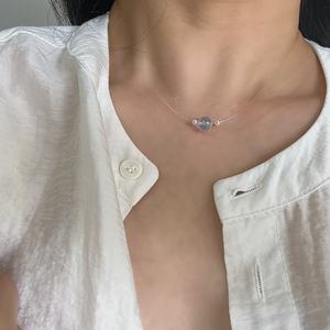 Collier clavicule invisible en pierre de raisin vert clair naturelle, perle d'eau douce naturelle, série de guérison, simple, beau et naturel - Product Image 3