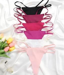 String sexy en métal en forme de cœur pour femmes, culotte taille basse sans couture, sous-vêtements de couleur unie, respirant et doux - Product Image 3