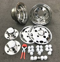 Tutup Roda Bus 16-Inci Bahan Stainless Steel 304, Model Bolt-On 5 Lug 5 Lubang untuk Coaster Mitsubishi FUSO PCD 203mm