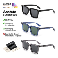 Fabricant en gros de lunettes de soleil carrées en acétate épais, UV400 TAC, logo personnalisé, lunettes de soleil d'extérieur pour hommes
