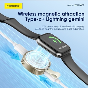 Foneng Portable Wireless Charger for Watch <b>USB</b>-<b>C</b> Magnetic Travel Cordless Dock 2.5W Fast Charging <b>Adapter</b> - Product Image 3