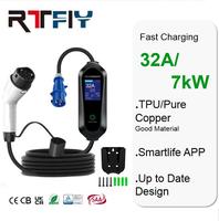 Chargeur EV portable 32A AC 7kW Type 2 pour véhicule électrique avec prise CEE, protection contre les fuites IP55, câble de 5m - Vente flash