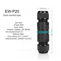Connecteurs circulaires étanches en plastique pour éclairage extérieur R2T-Weichat IP68 sans vis P20 2/3 broches