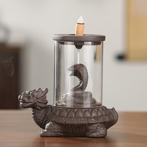 Encensoir à refoulement d'encens en acrylique, style vintage chinois, pour aromathérapie et décoration de bureau, avec motifs Sable violet, Bouddha Zen, Lotus, Grand Sagesse - Product Image 1