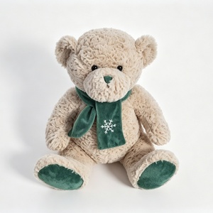 Oso de peluche navideño personalizado, oso de peluche con bufanda de invierno, oso de peluche festivo, oso de peluche beige con bufanda - Product Image 1