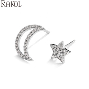 Boucles d'oreilles de poche Lacole EP2648 Design Lune et Étoile 2024 Prêtes à l'emploi Charme en Zircon Bijoux pour Femmes Accessoires - Product Image 4