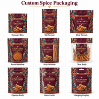 Sachets d'emballage personnalisés imprimés pour poudre de cannelle avec fermeture éclair refermable, sacs haute barrière pour épices et assaisonnements