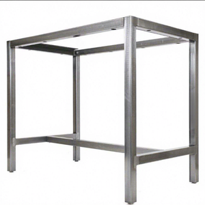 Structure de table carrée en acier gris, robuste, pour atelier industriel, en métal enduit durable - Product Image 2