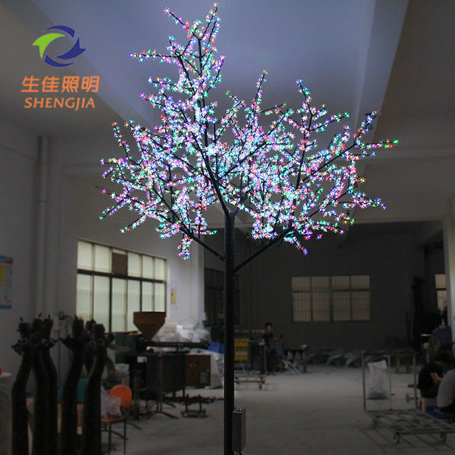Christmas LED Plastic Blossom Tree Artificial Outdoor Landscape Lights with RGB Colors IP65 Waterproofing Remote Control