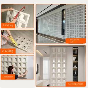 Briques creuses à neuf grilles <span class=keywords><strong>en</strong></span> polyuréthane ABS Décoration murale <span class=keywords><strong>en</strong></span> pierre moderne double face pour une utilisation <span class=keywords><strong>en</strong></span> intérieur Cloisons <span class=keywords><strong>en</strong></span> PU pour la décoration de magasin - Product Image 2