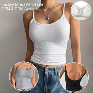 Vente en gros usine : Camisole sexy Y2K pour femme, à fines bretelles, dos en U profond, douce, coupe ajustée, avec soutien-gorge intégré, idéale pour superposer, été - Product Image 1