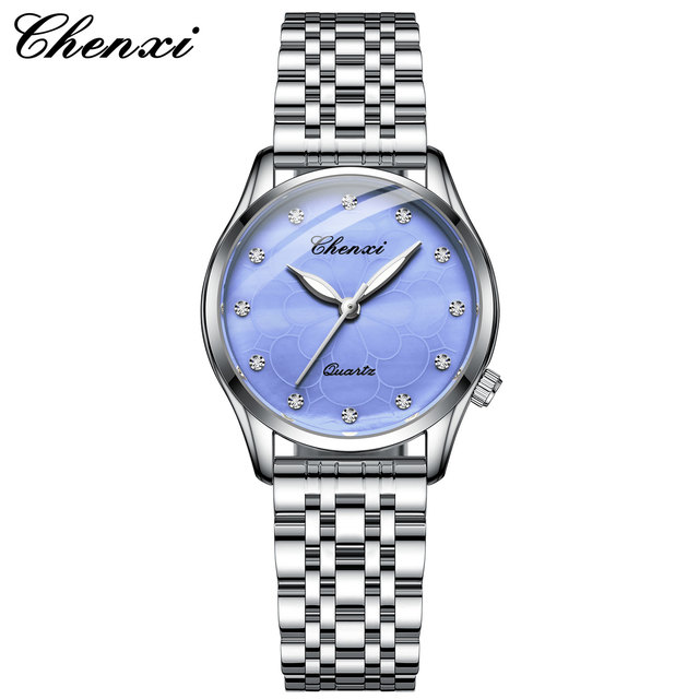 CHENXI 304M Fashion Pink Dial Watches for Women High Quality Quartz Watch Elegant Dress Ladies Stainless Steel Wristwatches