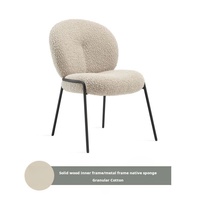 Chaise de Salle à Manger Blanche Moderne, Fauteuil Confortable en Tissu Doux Façon Laine d'Agneau, Idéale pour Restaurant