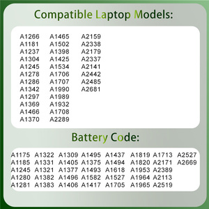 Batería de Repuesto para Laptop <span class=keywords><strong>Macbook</strong></span> Air A1466 2013, <span class=keywords><strong>Pro</strong></span> A1398 <span class=keywords><strong>2015</strong></span>, <span class=keywords><strong>A1502</strong></span>, A1534, A1707, A2141 2019, A2485 2021 - Product Image 2