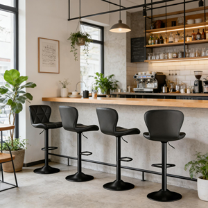 Vente <span class=keywords><strong>en</strong></span> gros de tabourets de bar modernes et confortables, rembourrés, pour restaurants et cuisines, tabourets de bar <span class=keywords><strong>en</strong></span> cuir PU noir, chaises de bar, meubles pour la maison - Product Image 1