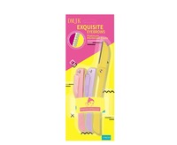 Juego de Tres Cuchillas Plegables Portátiles de Acero Inoxidable para Cejas con Malla Protectora, para Bordado, Recorte de Pelo y Cuidado Personal