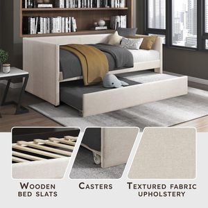 <span class=keywords><strong>Divano</strong></span> <span class=keywords><strong>letto</strong></span> imbottito <span class=keywords><strong>in</strong></span> tessuto testurizzato con doppio <span class=keywords><strong>letto</strong></span> da giorno con schienale e supporto a <span class=keywords><strong>doghe</strong></span> <span class=keywords><strong>in</strong></span> <span class=keywords><strong>legno</strong></span> <span class=keywords><strong>divano</strong></span> <span class=keywords><strong>letto</strong></span> - Product Image 2