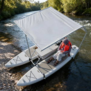 PVC Inflatable Catamaran Boat 2 Person Inboard Motor <b>Yacht</b> with Sport Fishing and Sightseeing Cruising - Product Image 1