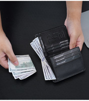 Dompet Pria Baellerry Desainer Portomonee Retro Trifold Kulit PU Tempat Kartu Dompet Mewah Tipis dengan Kantong Koin