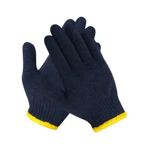 Gants de travail tricotés de sécurité à la main en coton bleu profond, lavables et résistants, de calibre 10, meilleure vente
