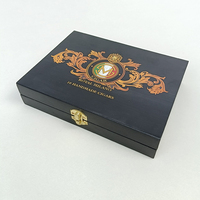Boîtes à cigares en bois personnalisées avec finition noire, impression couleur, couvercle rabattable, ventilation, rangement solide, cadeau