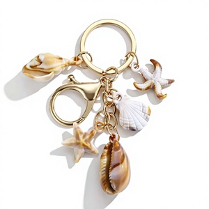 Llavero de Concha Hecho a Mano, Recuerdo de Playa, Regalo, Porta Llaves de Concha Natural, Decoración Marina, Proveedor de Llaveros Tropicales - Product Image 1