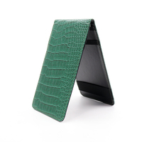 Porta Scorecard da Golf in Pelle PU Verde e Nero, Custodia per Libro dei Metri, Accessori Golf Personalizzati in Stile Coccodrillo