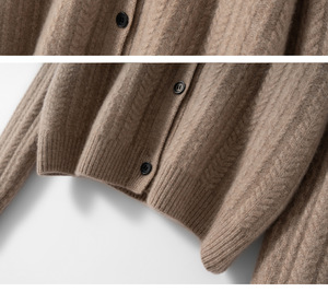 Nouveaux cardigans en laine de mouton à boutons, épais et élégants, personnalisables pour femmes - Style hiver pour femme de bureau - Product Image 6