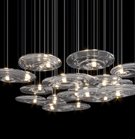 Lámpara Colgante LED de Lujo para Hotel y Villa, Estilo Moderno, de Cristal Dorado, Personalizable, con Discos Soplados a Mano, Ajustable en el Centro