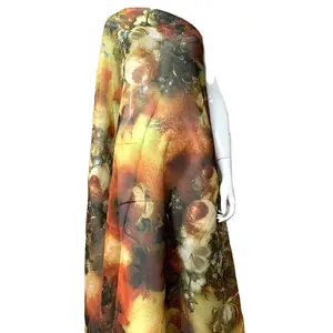 Tessuto viola africano vera cera stampa raso tessuto di seta Organza africano cera raso Designer tessuto di seta donne vestito africano