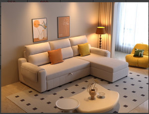 Hiện đại hình chữ L kéo ra <span class=keywords><strong>Sofa</strong></span> giường Chất lượng cao vải ba chỗ ngồi hình vuông với lưu trữ phổ biến cho phòng khách - Product Image 2