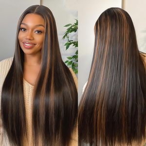Pelucas de Cabello Humano con Ondas Corporales y Frente de Encaje HD 13x4, Color Marrón 1B/30 con Mechas <span class=keywords><strong>Balayage</strong></span>, Pre-Depiladas, para Mujeres Negras - Product Image 5