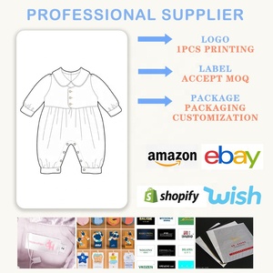 Ensemble de barboteuses pour bébé en gros, couleur unie, cadeau de <span class=keywords><strong>naissance</strong></span>, broderie, ensemble de cadeaux pour bébé fille bio, ensemble de barboteuses pour bébé - Product Image 5