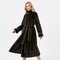 Manteau long en fausse fourrure tissée écologique pour femme Zeyu, avec ceinture, chaud, hiver, duveteux, coupe-vent, élégant, épais, taille ajustable, ODM/OEM