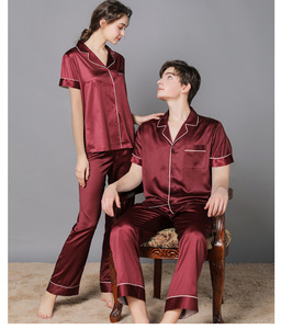 Ensembles de pyjamas <span class=keywords><strong>en</strong></span> <span class=keywords><strong>soie</strong></span> pour adultes respirants Vêtements de maison pour femmes et hommes Vêtements de nuit pour couples - Product Image 2