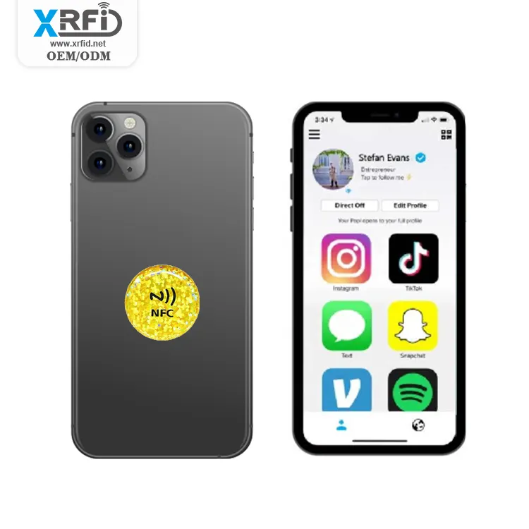 Stiker NFC Media Sosial Tag Casing Telepon Stiker Tahan Air Epoxy NFC untuk Berbagi Informasi Kontak