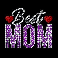 Transfert de strass personnalisé, motif de transfert thermique « Meilleure maman » pour t-shirts