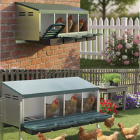 Nichoir à poules JH-Mech personnalisé, ventilé, à accès facile, 3 compartiments, pliable, en acier galvanisé argenté, pour la ponte des œufs