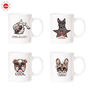 Taza de café de cerámica con diseño personalizado, calcomanía de gato y perro de dibujos animados - Product Image 5