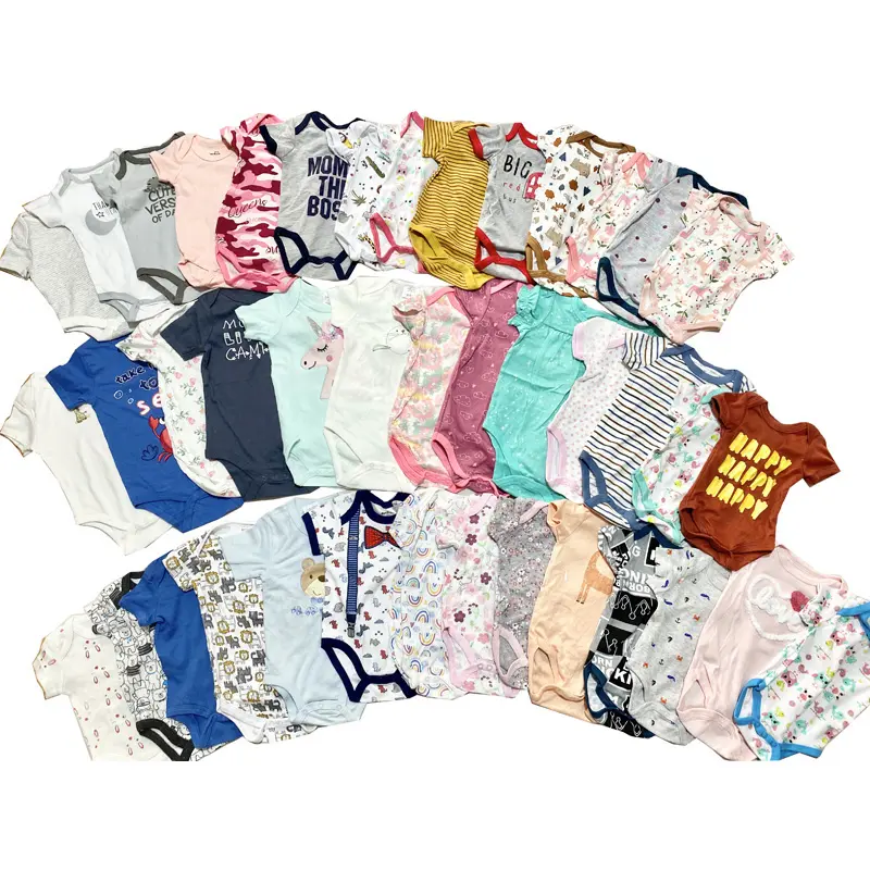 Wholesale Mixed New Born Cute Short Sleeve Summer Cotton Infant Baby Boys Girls Jumpsuits stock lots Rompers