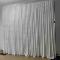Rideau de fond en velours écrasé Royal, blanc argenté scintillant, avec passe-tringle, pour décoration de scène de mariage et de photomaton, doux et moelleux