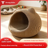 Grattoir pour chat en carton ondulé fait main et lit confortable pour chat avec design tête de panda 3D ; Utilisation intérieure/extérieure toutes saisons