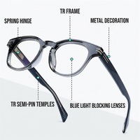 Lunettes optiques vintage épaisses carrées anti-lumière bleue, monture TR pleine, charnière à ressort, verres correcteurs, personnalisables OEM ODM avec logo