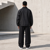 Veste Homme Noire Unie Coupe-Vent Décontractée à Simple Boutonnage Automne OEM