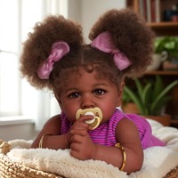 Poupée Reborn Afro-Américaine Noire de 55 Pouces, Peau Foncée Réaliste, Nouveau-né, Bébé, Peinte à la Main, Réaliste, Cadeau de Collection