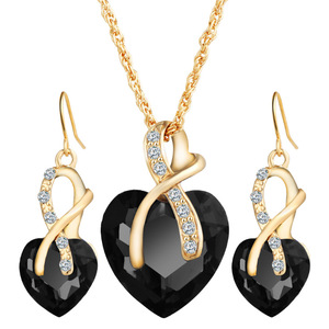 Set di gioielli in zircone di moda set di gioielli con orecchini a forma di cuore per ragazze a forma di cuore - Product Image 5