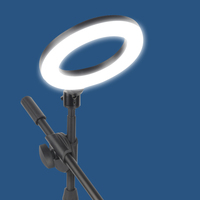 Support de téléphone et Base métallique fixe avec éclairage annulaire LED réglable pour Selfie de bureau