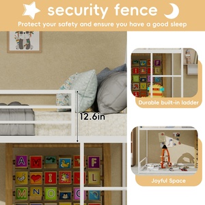 Cama Alta de Metal, Tamaño Individual, Color Blanco, Moderna, con Estructura de Acero Resistente para Dormitorio Infantil o Sala de Juegos - Product Image 3