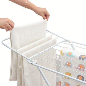 Séchoir à linge pliable robuste en acier noir avec ailes extensibles pour séchage de vêtements - Product Image 4